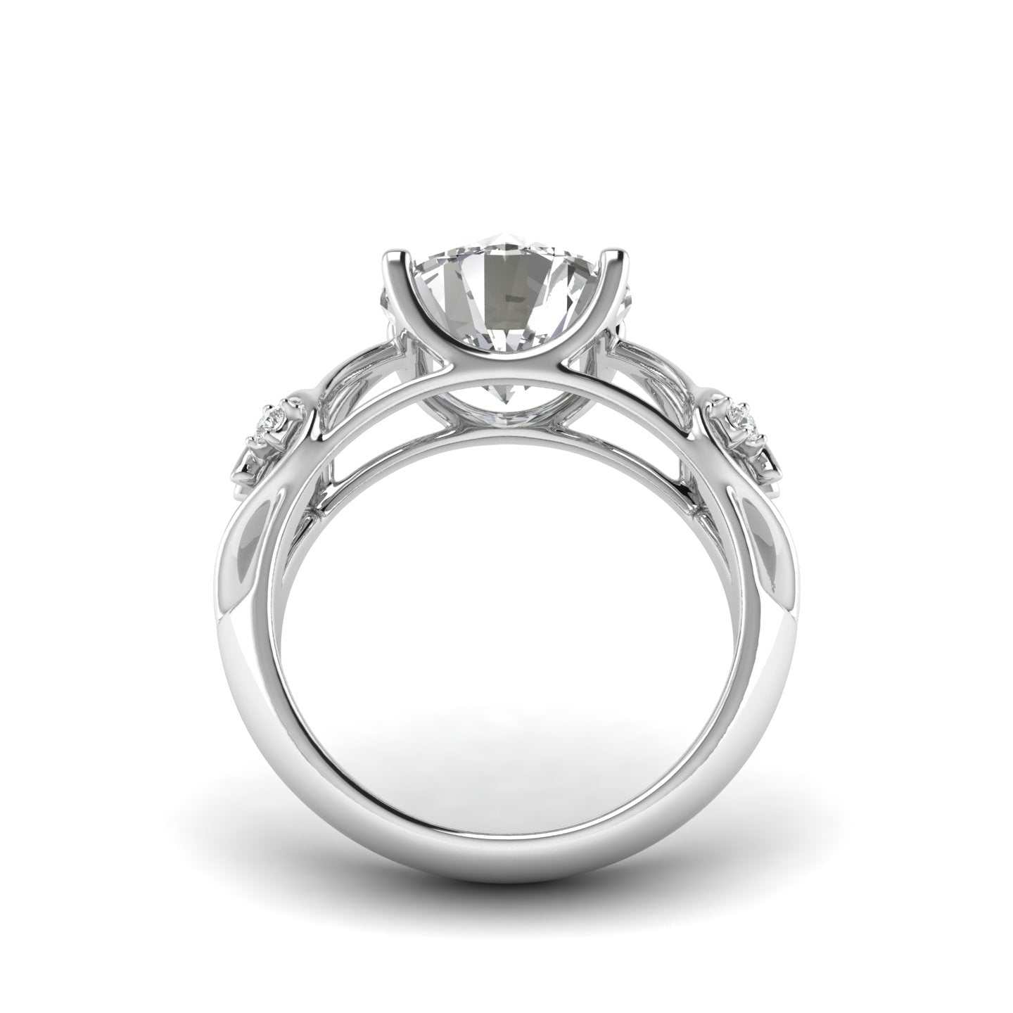 White Gold Studded 3.68 Carat Lab Grown Diamond Ring-F Color VS2 Clarity.